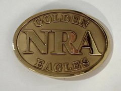 Golden Eagles Belt Buckle NRA National Rifle Association Gold-Tone Metal Oval