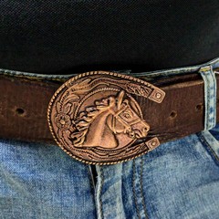 Lost-Wax Casting Brass & Copper Horseshoe-Design Belt Buckle (Belt Not Included)