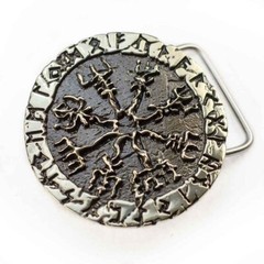 German silver belt buckle Vegvisir, Viking compass buckle, Scandinavian buckle