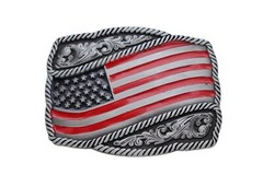 Men Women Silver Metal Buckle Western Fashion USA Flag United States Of America