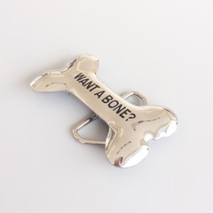 Bright Silver Plated Want A Bone Cartoon Belt Buckle Gurtelschnalle