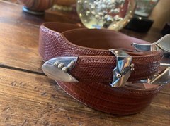 Pat Areias Sterling Silver 14K James Reid Style Belt Buckle 33-35-1.5-1”nu 🦎✅