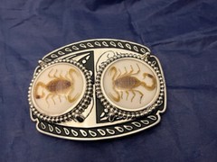 Silver tone Scorpion Belt Buckle and Bolo Set