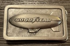 VINTAGE, 1974 THE GOODYEAR TIRE & RUBBER CO. Blimp G-96, PEWTER BELT BUCKLE