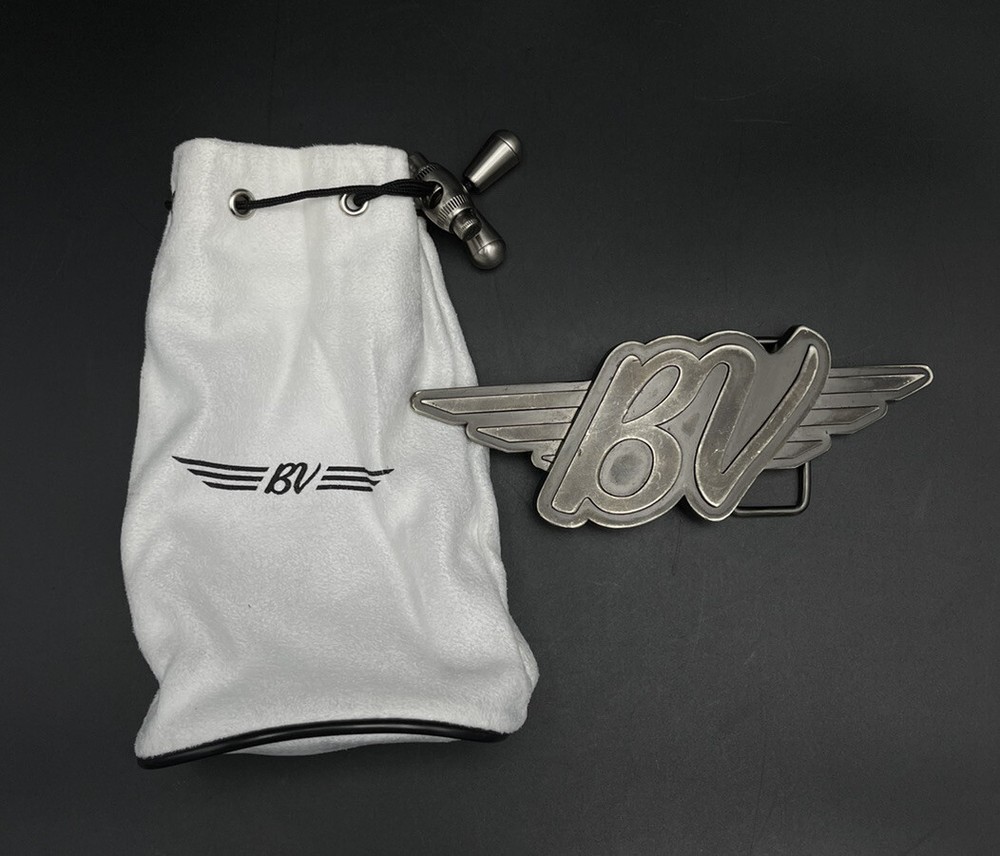 Bob Vokey BV Initials Wings Stealth Belt Buckle Rare Collectible Metal w/ Pouch