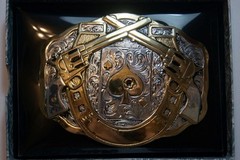 Crumrine M & F Western Belt Buckle Peacemaker Ace of Spade Silver Gold C11259