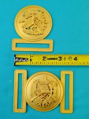 Set 2 US Guatemala Coat of Arms Gold Tone Military Army N.S. MEYER Belt Buckle G