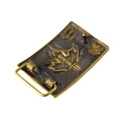 Brass belt buckle Maple leaf, Handmade Ukrainian trident and Canadian Maple leaf