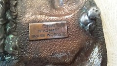 Bergamot Brass Works Pewter Finish Bear Fishing for Salmon Belt Buckle Vtg 1973