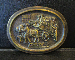 Curtis Machine Co Dodge City Kansas The Stagecoach Lines Brass Belt Buckle 1980