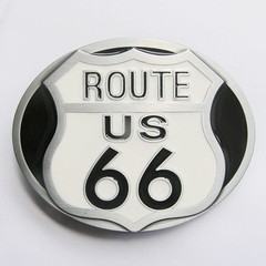 NEW ROAD SIGN ROUTE US 66 HIGHWAY BLACK WHITE COWBOY WESTERN BELT BUCKLE