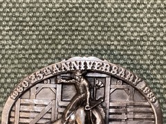 Western Belt Buckle Peach Capitol Rodeo 25th Kansas Rare 3D Cowboy Bronco Chute