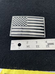 Patriotic American USA Flag Silver Tone And Black Metal Rectangle Belt Buckle