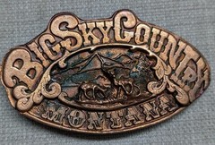1970s vintage MONTANA big sky country HEAVY belt byckle BRASS bronze WESTERN