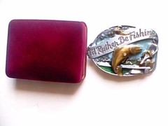Vtg 1985 Siskiyou Buckle Co. I&rsquo;d Rather Be Fishing Belt Buckle USA M-30 Enameled