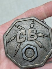 vintage 1970s belt buckle CB RADIO western TRUCKER semi-truck WESTERN cowboy