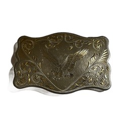 VTG Lazy K Black Hills Gold Tone Metal American Eagle Belt Buckle