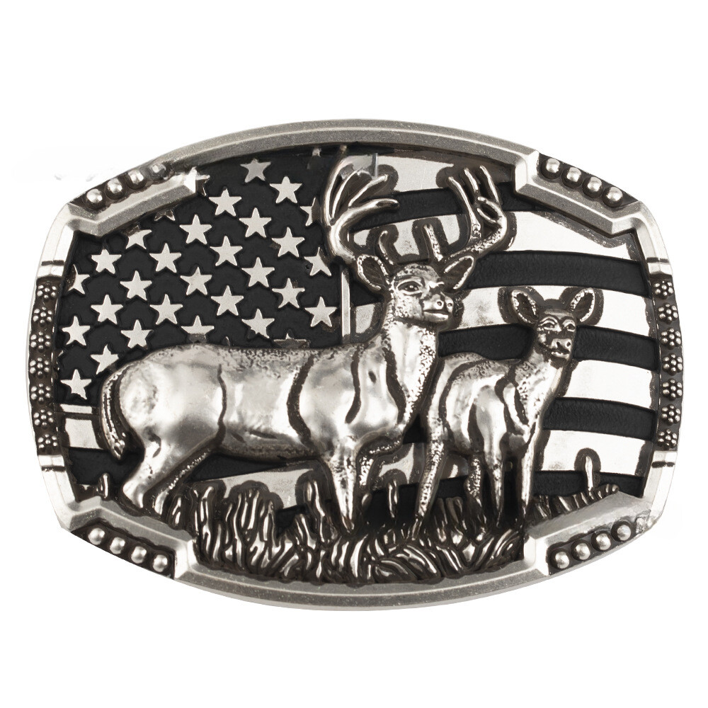 Deer leather buckle Western cowboy motorcycle riding belt buckle