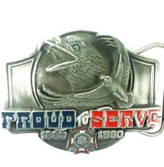 1989 Limited Edition 4821/5000 Proud To Serve VFW Screaming Eagle Belt Buckle
