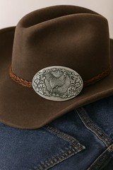 Engraved Stainless Steel Rooster Belt Buckle Floral Western Cowboy Style