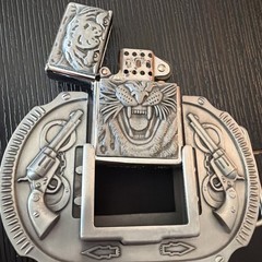 Tiger Guns Western Cowboy Lighter Belt Buckle