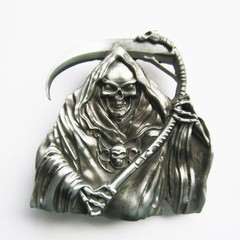 Belt Buckle for Men Antique Brushed Silver Grim Reaper Belt Buckle