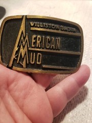 American Mud Williston Basin Advertising Oil Field Belt Buckle Brass