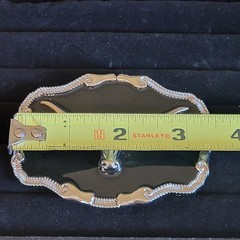 Texas Longhorn Belt Buckle Metal & Black Enamel Biker Western Cowboy