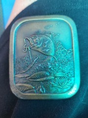 1976 TOURNAMENT FISHING THEME BELT BUCKLE – 2 3/4&Prime; X 2 1/4&Prime; – VERY HEAVY – A97