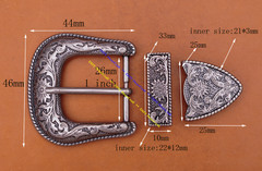 Western Rodeo Floral Engraved Antique Belt Buckle Set 3pcs Fits 1&Prime; Wide Straps