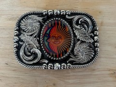 Moon Sun Belt Buckle Huichol Mexican Art Style Fits 1.5 Inch Belt Strap