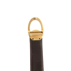 Gucci Leather Belt Gg Mark Buckle Gold Color Black