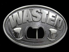 SA09139 REALLY NICE **WASTED** BOTTLE OPENER FUNNY BOOZE BELT BUCKLE