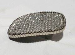 CLEAR CRYSTALS ART FASHION SILVERTONE BELT BUCKLE B FUSSY