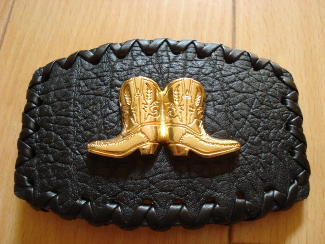 Western Two Boots Belt Buckle Cowboy Rodeo Leather