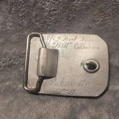 Vintage Bill Callahan Signed Bass Buckle Belt Wildlife in Pewter.