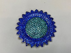 A Blue Green Sea Of Rhinestones – Starburst Cutout Vintage Belt Buckle