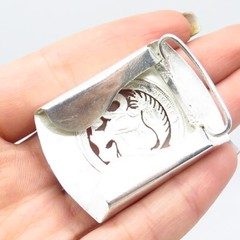 925 Sterling Silver Antique 1907 Peruvian Dinero Coin Belt Buckle