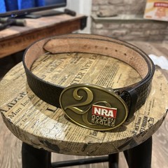 NRA Golden Eagles 20th Anniversary Belt W/ Buckle Deep Brown Red Logo Brass