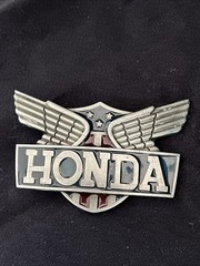 Vintage Honda Wing Motorcycle Belt Buckle Blue Red Stars Silver Tone