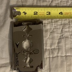 Men&rsquo;s Silver Metal Razor Blade Slide Belt Buckle, Rectangular.