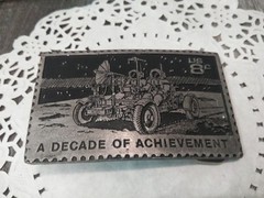A Decade of Achievement Belt Buckle NASA Moon Rover Solid Pewter DORY 10801 -NOS