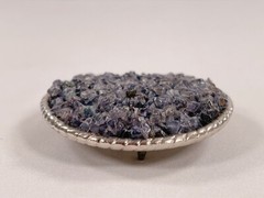 Handmade Oval Silver-Tone Belt Buckle with Iolite Gemstone Bead Inlay – Western