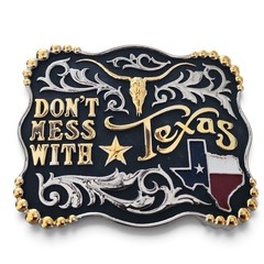 Western Edge Don’t Mess With Texas Longhorn Belt Buckle TBB4604 3.5”