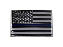 USA American Thin Blue Line Police Officers Memorial Rectangle Metal Belt Buckle