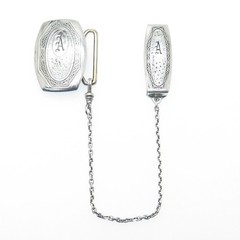 HICKOK Sterling Silver Antique Beltogram Pocket Watch Belt Buckle & Loop Chain