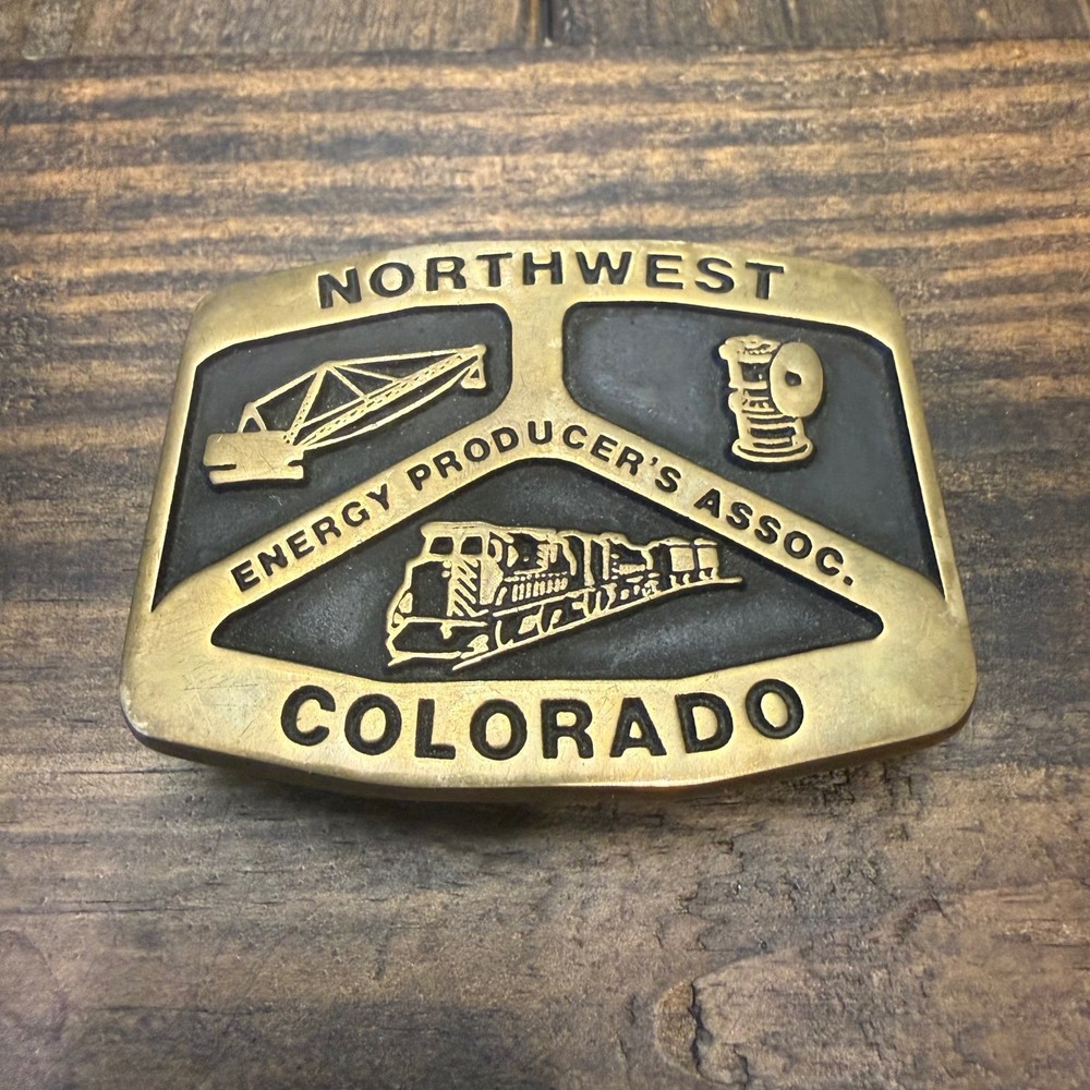 Vintage 1985 Anacortes Brass Works Northwest Energy Colorado Belt Buckle Train