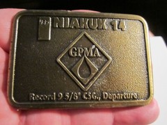BP NIAKUK 14 BELT BUCKLE GPMA OIL FIELD BRITISH PETROLEUM- GW-13