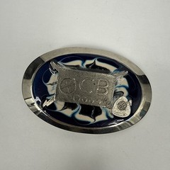 Vintage CB Radio Metal Belt Buckle with Metalic Enamel