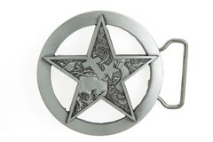 Sheriff Round Star Tattoo Skull Cross Novelty Metal Western Belt Buckle